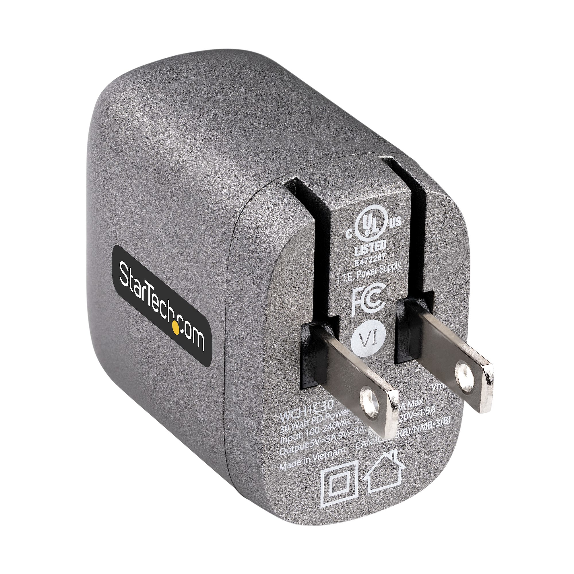 StarTech.com 30W USB-C Wall Charger - Portable GaN Charger w/ Power Delivery - 6ft Cable - USB C Power Adapter w/ Fast Charging - USB Type C Wall Charger, USB-C – image 4
