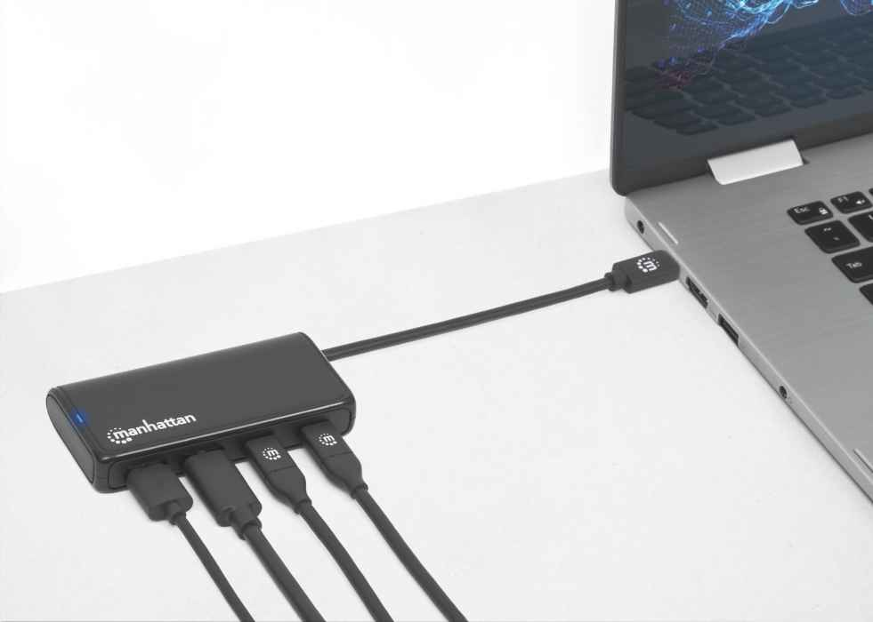 Manhattan USB-C Dock/Hub, Ports (x4): USB-A (x2) and USB-C (x2), 5 Gbps (USB 3.2 Gen1 aka USB 3.0), External Power Supply Not Needed, Cable – image 5
