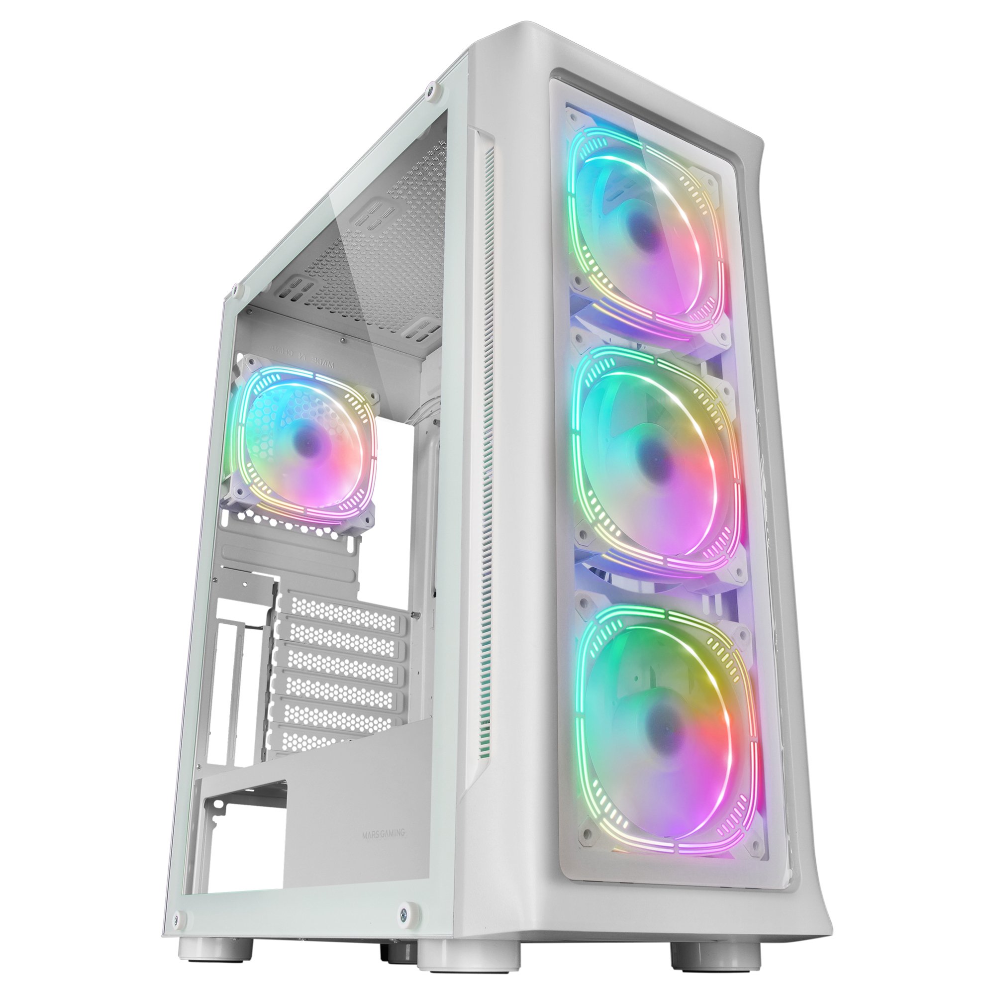 Mars Gaming MC-NEO White XXL E-ATX Gaming Tower Tempered Glass Side and Front Window 4x ARGB – image 1