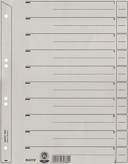 Leitz 60970085 divisore Cartoncino Grigio 1 pz