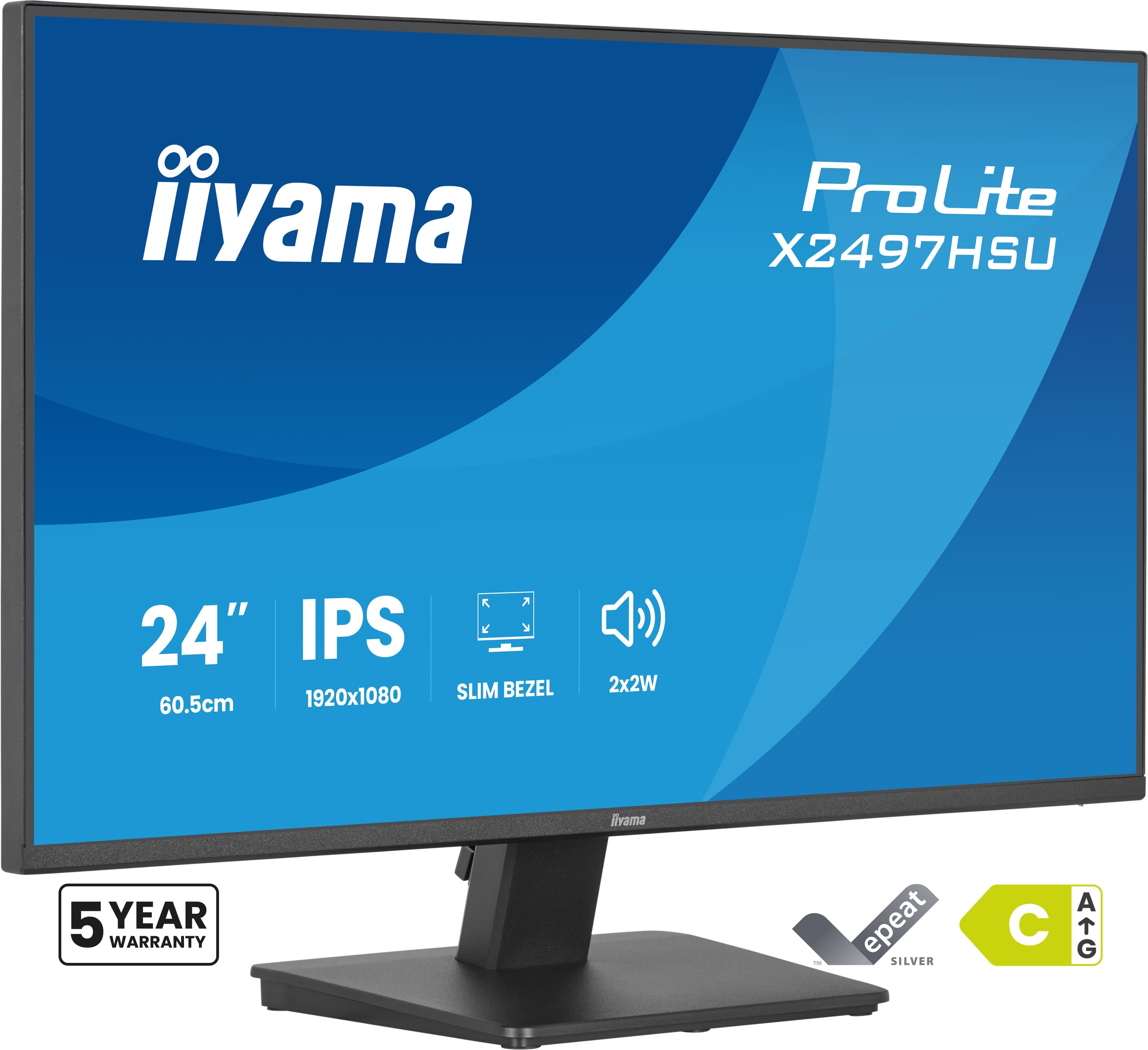 iiyama ProLite X2497HSU-B1 - LED monitor - 23.8" - 1920 x 1080 Full HD (1080p) @ 120 Hz - IPS - 350 cd/m� - 1500:1 - 4 ms - HDMI, DisplayPort - speakers - matte black