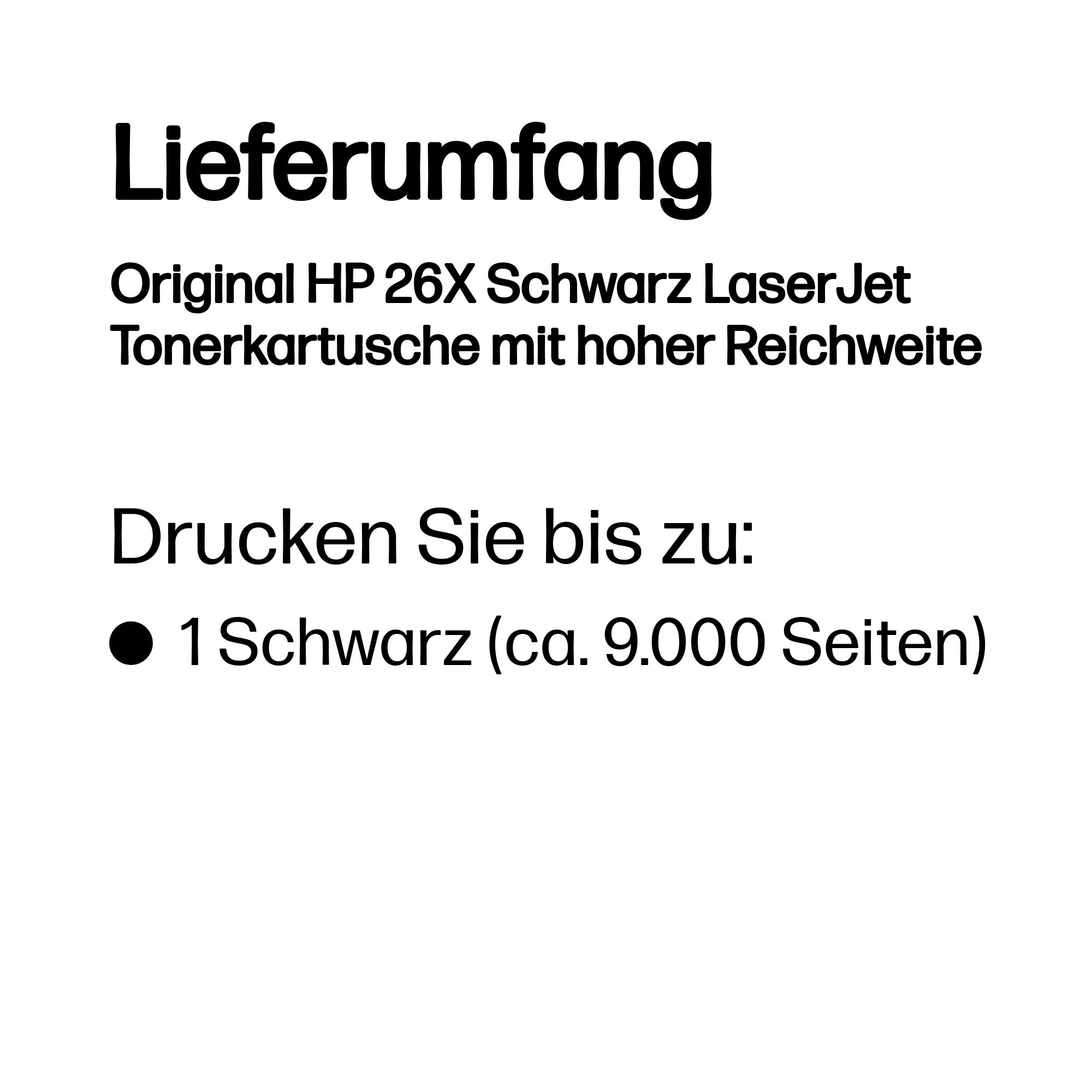 Original HP 26X Schwarz LaserJet Tonerkartusche mit hoher Reichweite