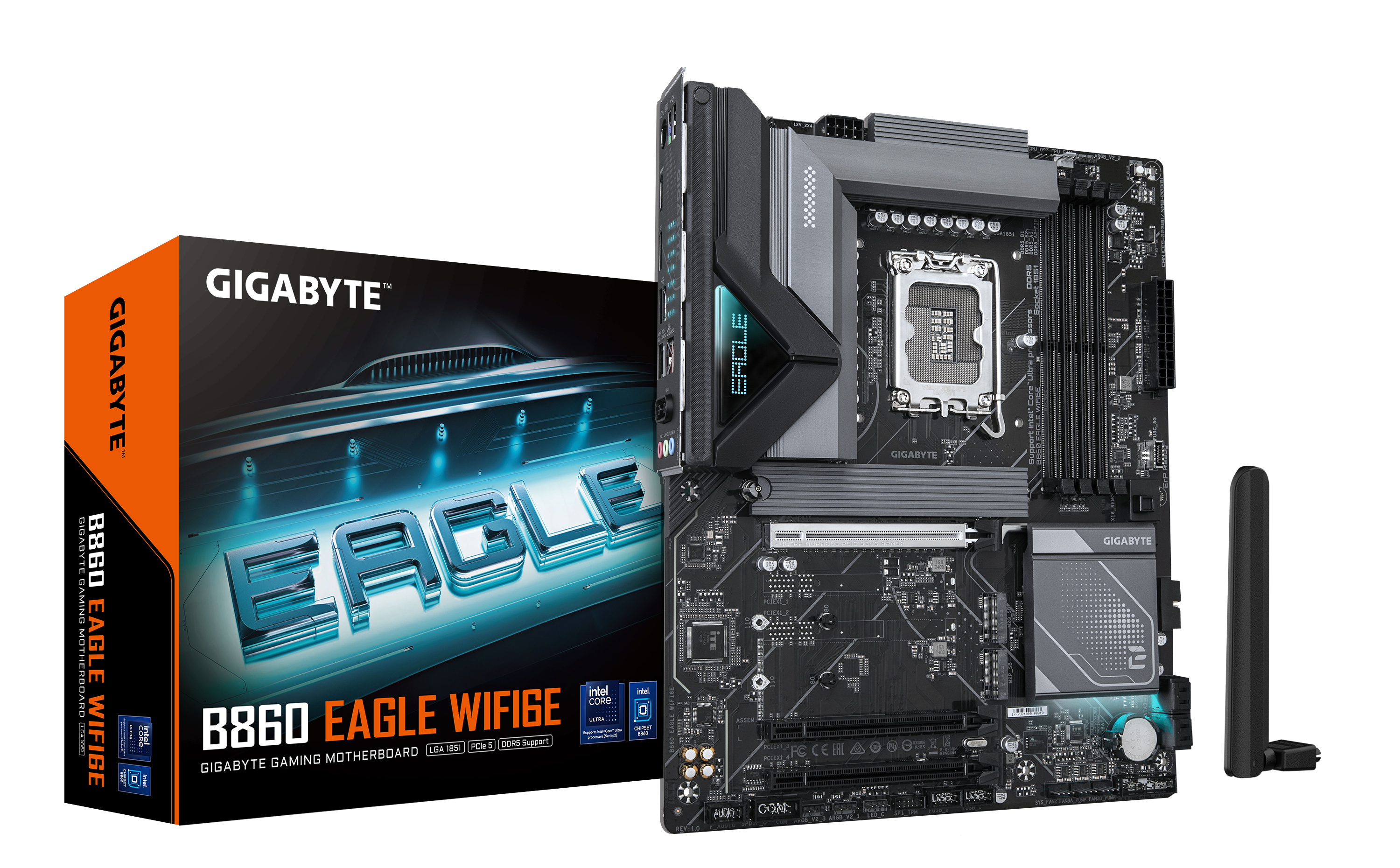 GIGABYTE B860 EAGLE WIFI6E Scheda madre - CPU Intel Core Ultra VRM a 12121 fasi fino a 9066MHz DDR5 1xPCIe 5.0 2xPCIe 4.0 M.2 L