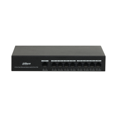 Dahua Technology PoE DH-PFS3009-8ET-65 network switch Unmanaged L2 Fast Ethernet (10/100) Power over Ethernet (PoE) Black – image 1