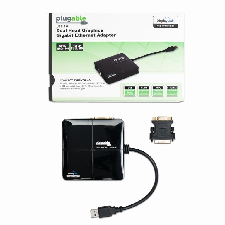 Plugable Technologies USB 3.0 Universal Mini Laptop Docking Station for Windows and Mac (Dual Video HDMI and DVI/VGA, Gigabit Ethernet) – image 4