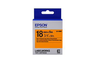 LABELWORKS STANDARD TAPE LK-5DB  F BLACK/FLUORESCENT ORANGE 18MM  - Epson