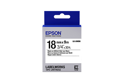 LK-5WBN LABELWORKS STANDARD TAPE LK-5WB  N BLACK/WHITE 18MM