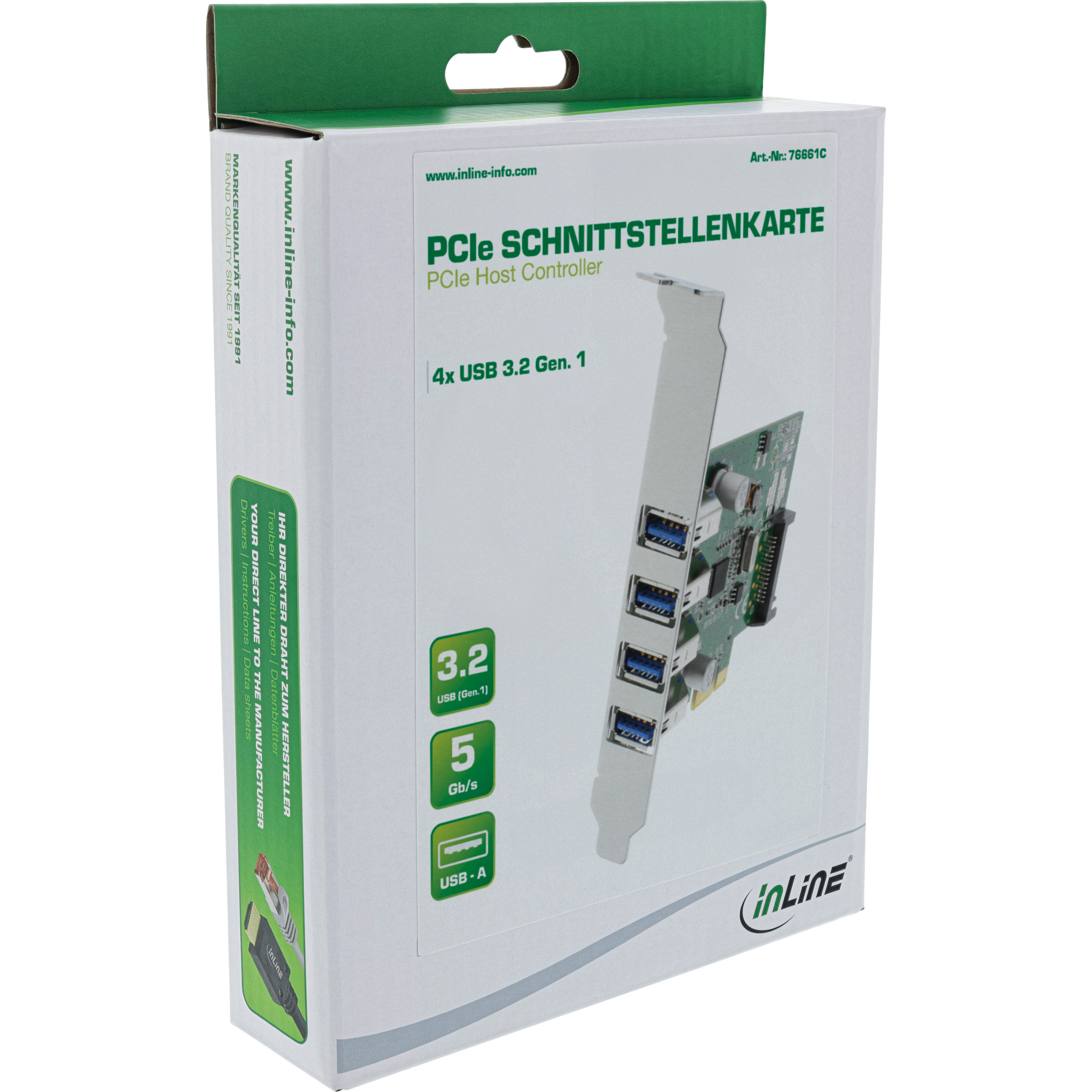 InLine USB 3.0 4 Port Host Controller PCIe incl LP Bracket and 4 Pin Aux. Power – image 4