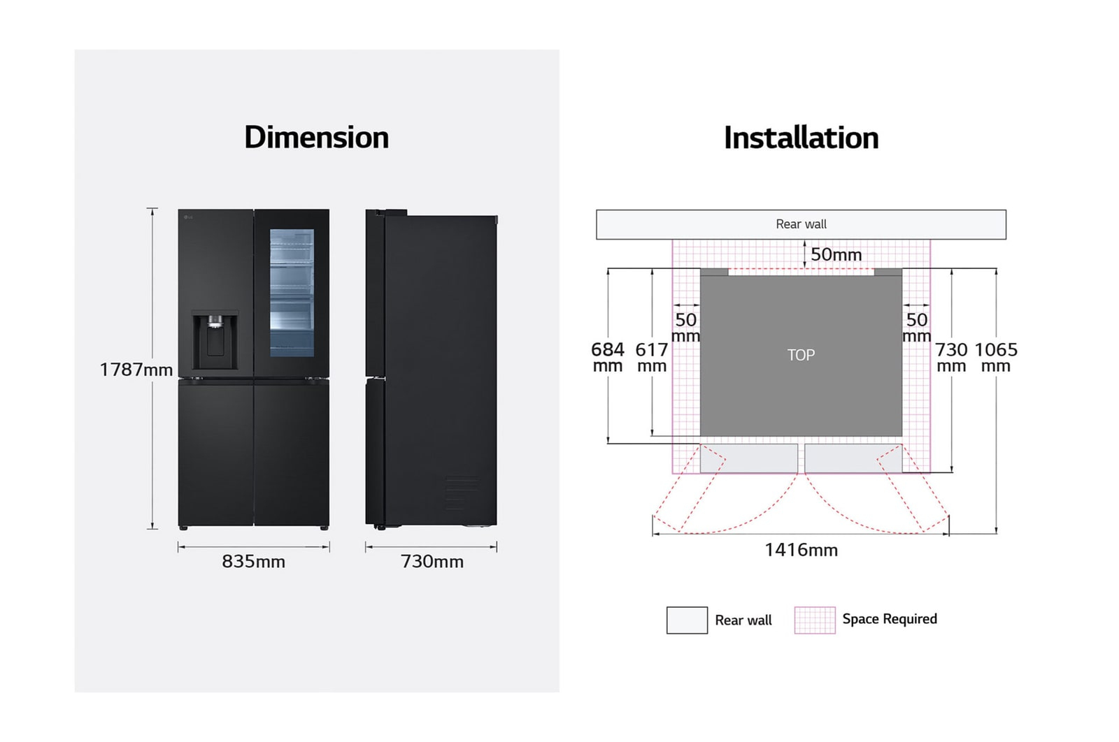 LG InstaView GC-G22FFQYJ side-by-side refrigerator Freestanding – image 9