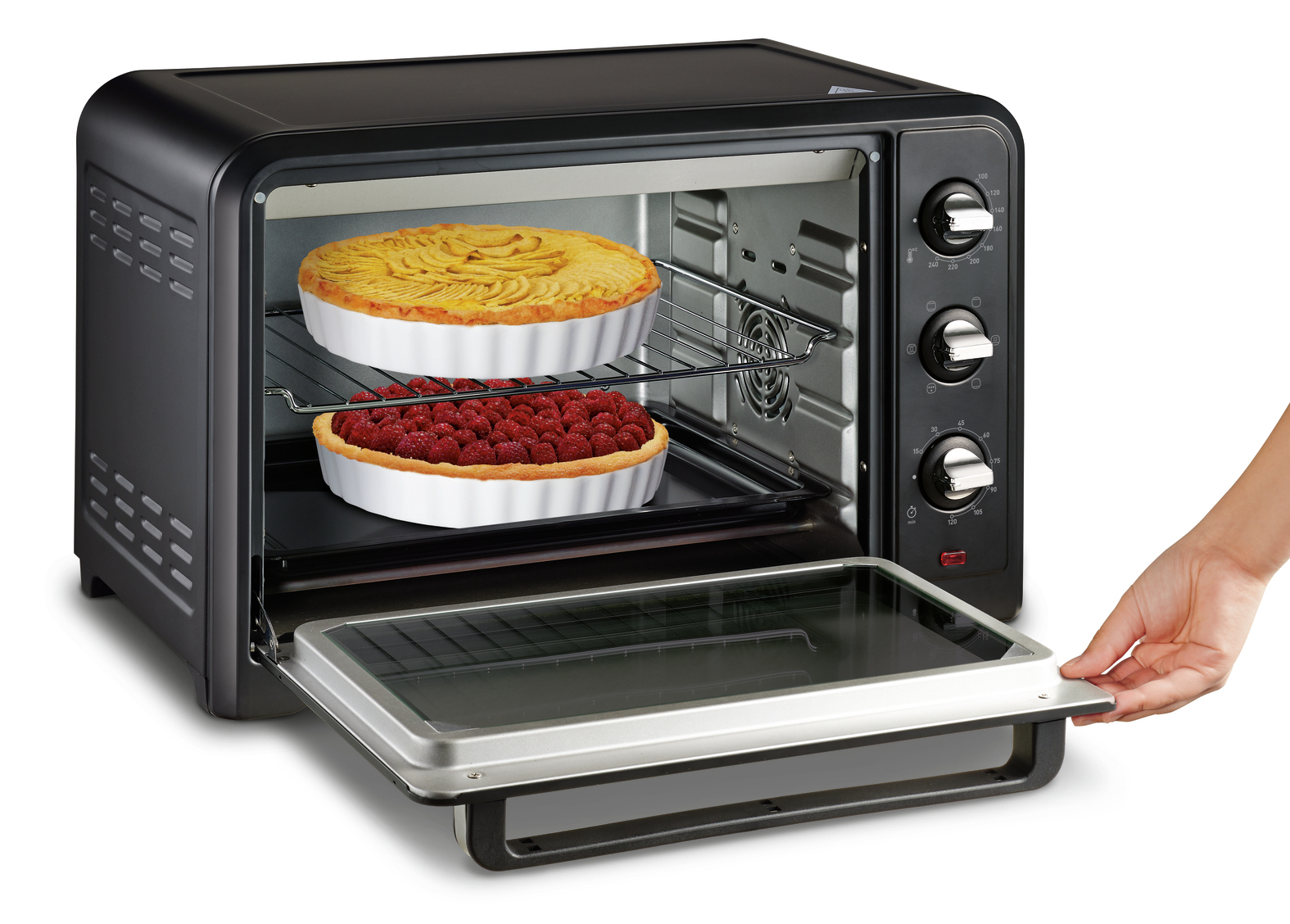 Specifikacijos Moulinex Optimo 33 L 1600 W Juoda Grilius Skrudinimo  krosnelės (OX464810)