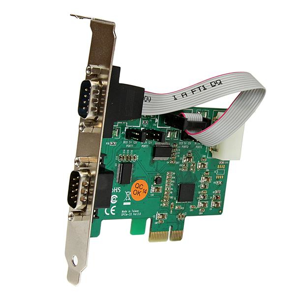 StarTech.com 2 Port Industrial PCI Express (PCIe) RS232 Serial Card w/ Power Output and ESD Protection – image 2