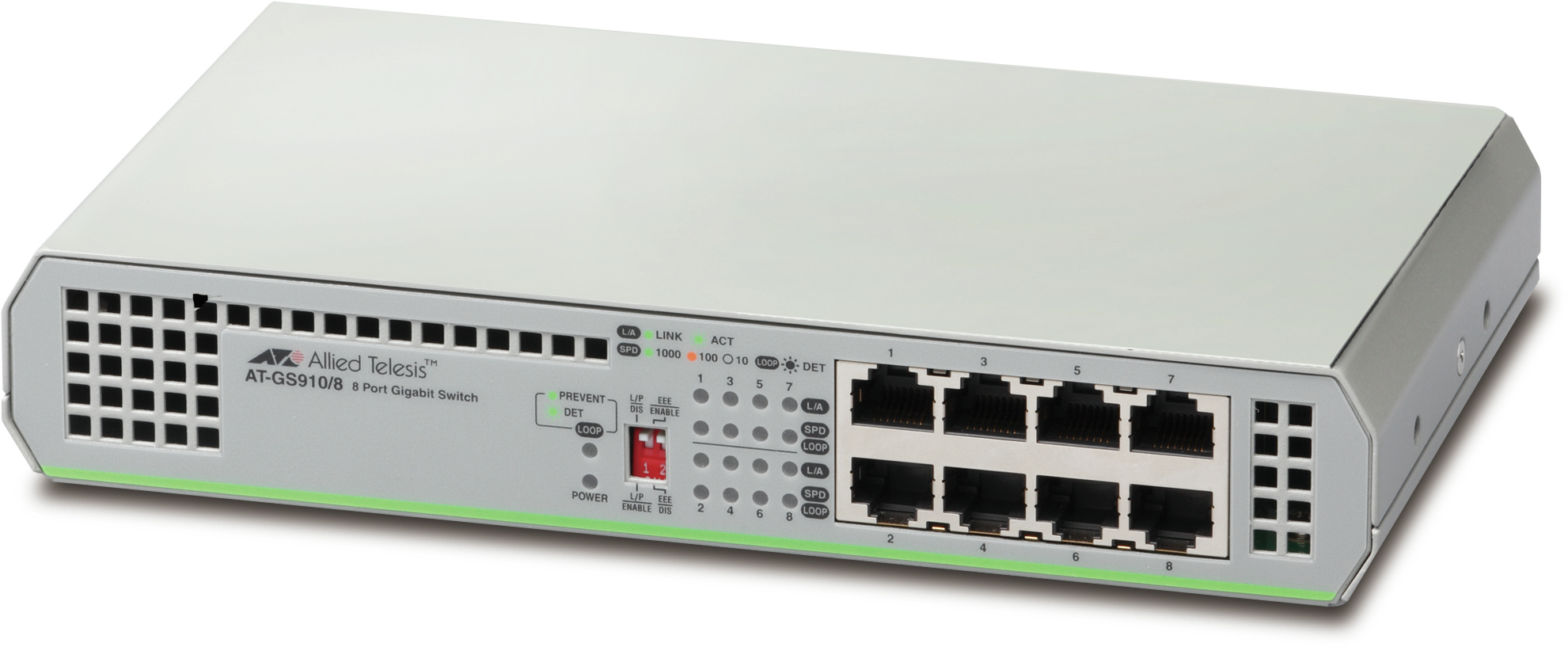 Allied Telesis GS910/8 Unmanaged Gigabit Ethernet (10/100/1000) Grey