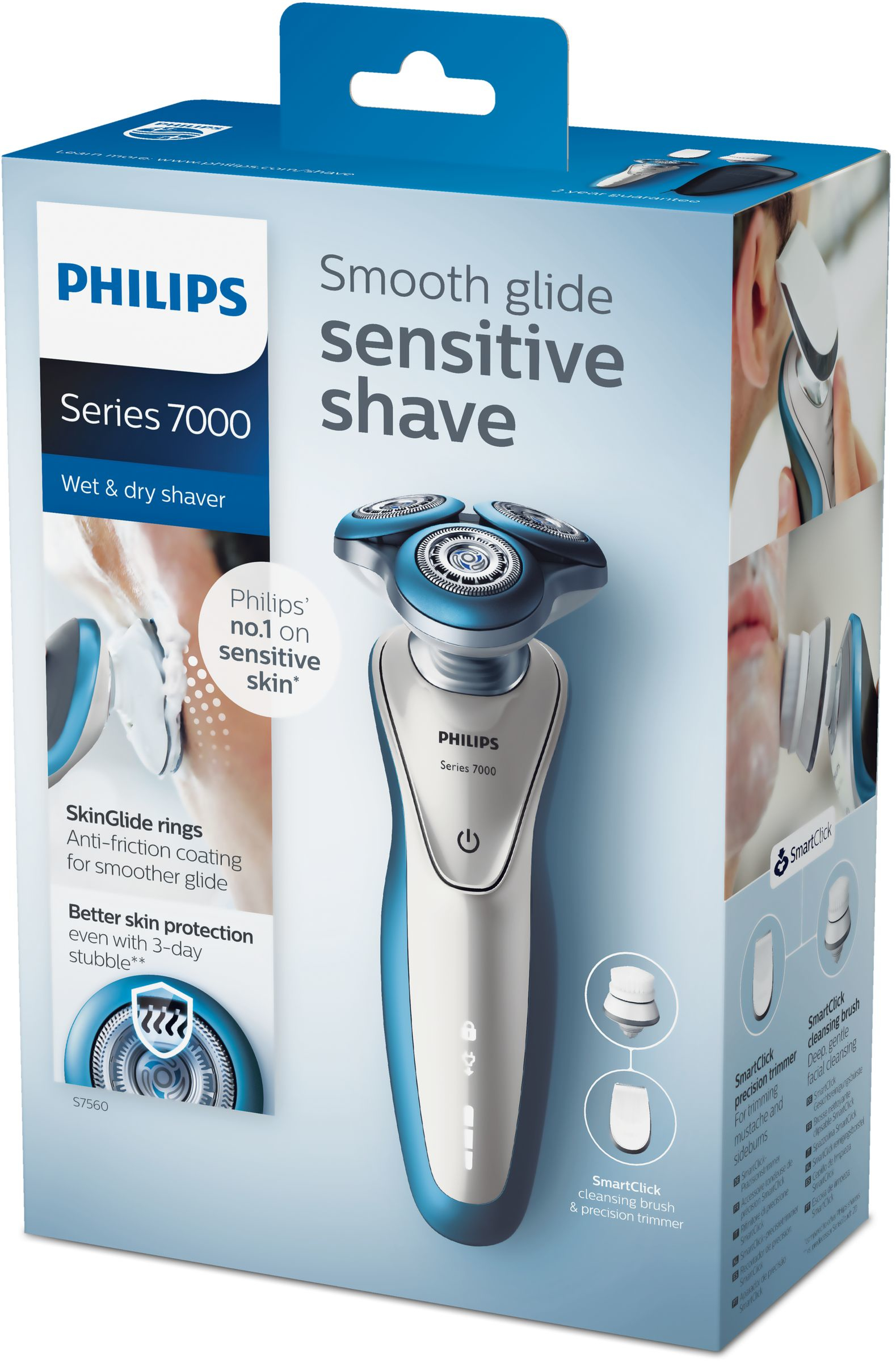 Philips SHAVER Series 7000 S7560/43 men's shaver Rotation shaver Trimmer Blue, Silver – image 2