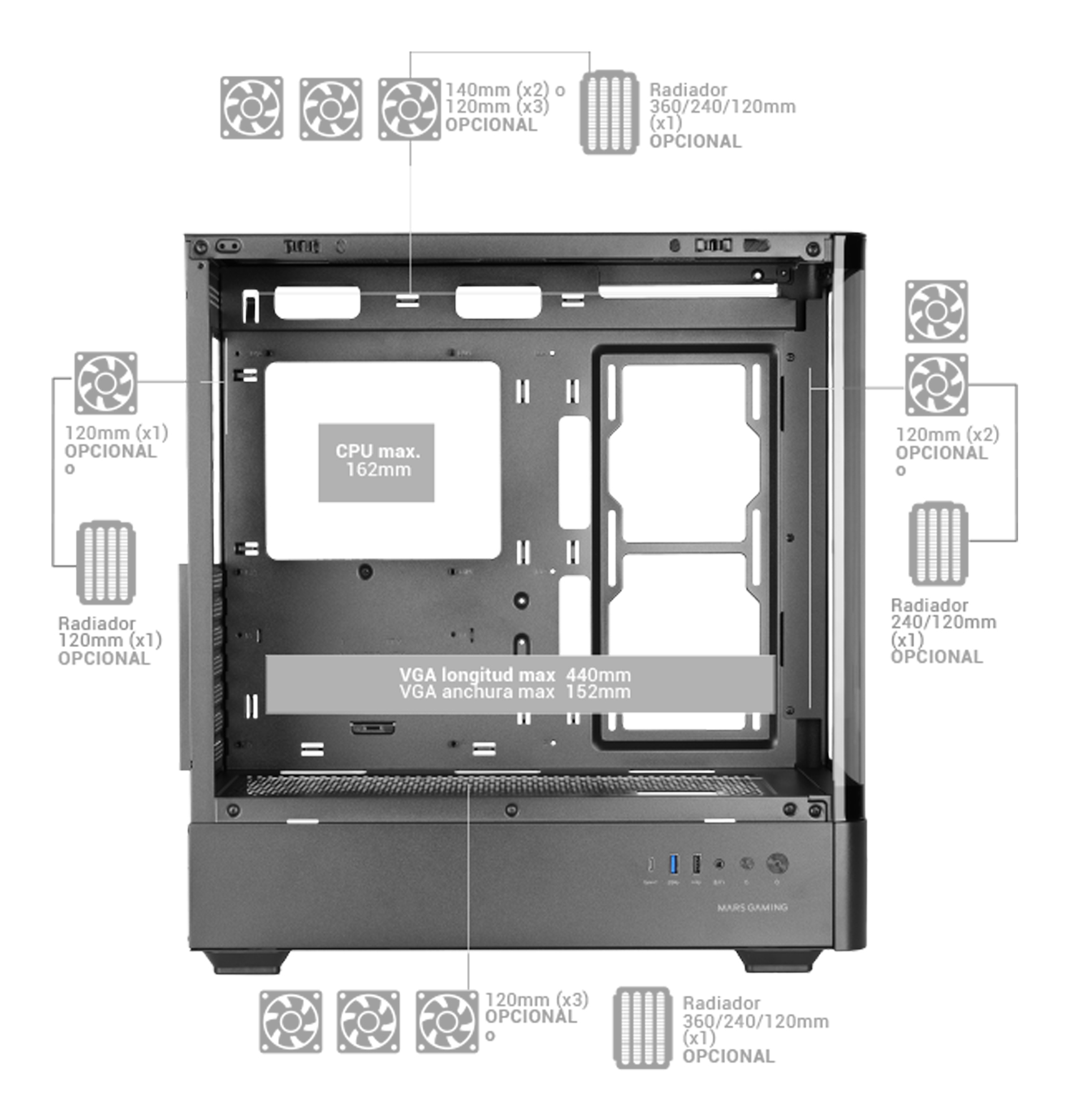 Mars Gaming MCLCDPRO computer case Midi Tower Black – image 9