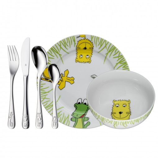 WMF 1280029964 Set di posate per bambini Verde Acciaio inox Bianco Porcellana Acciaio inox