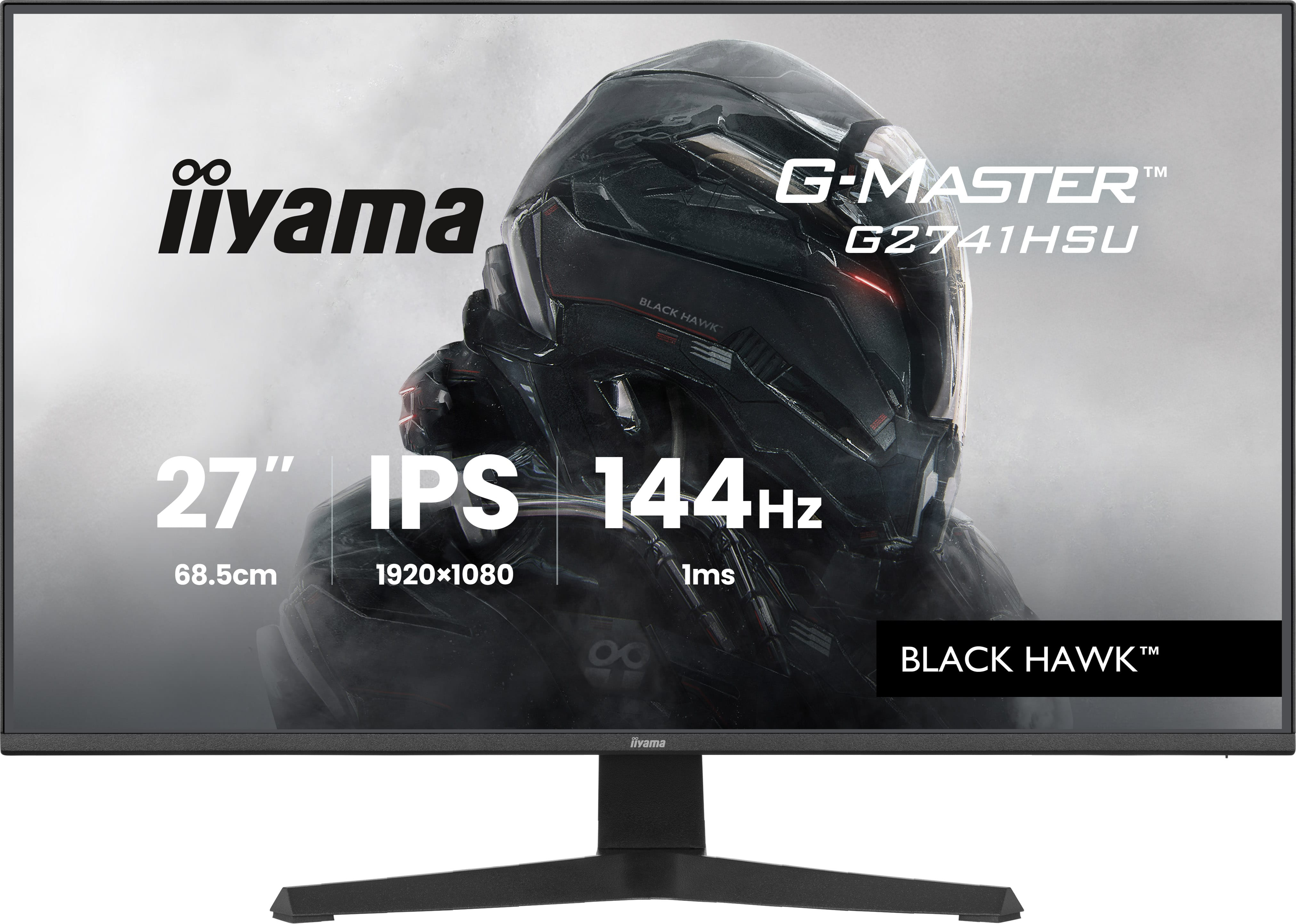 iiyama G-MASTER Black Hawk G2741HSU-B1 - LED monitor - gaming - 27" - 1920 x 1080 Full HD (1080p) @ 144 Hz - IPS - 350 cd/m� - 1500:1 - 1 ms - HDMI, DisplayPort - speakers - black, matte