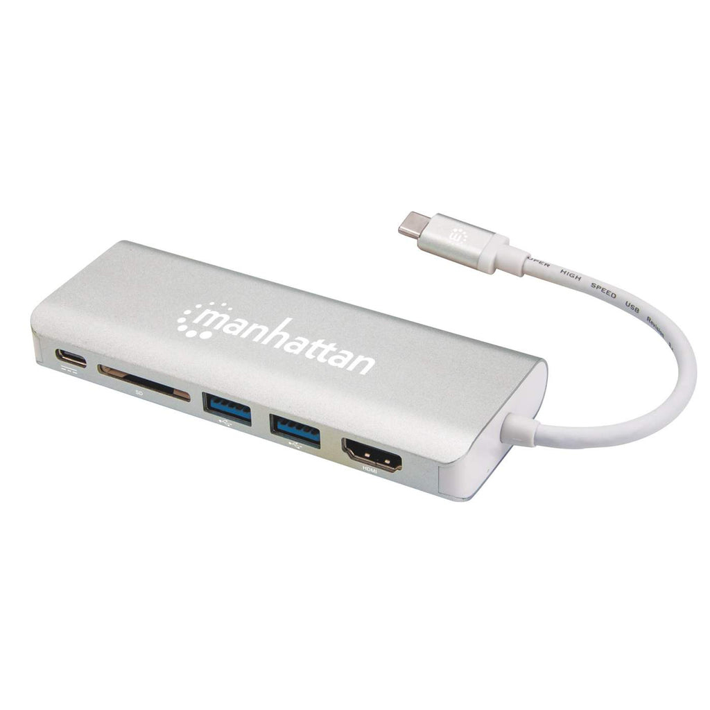 Manhattan USB-C Dock/Hub with Card Reader, Ports (x5): Ethernet, HDMI, USB-A (x2) and USB-C, With Power Delivery (60W) to USB-C Port (Note additional USB-C wall – image 2