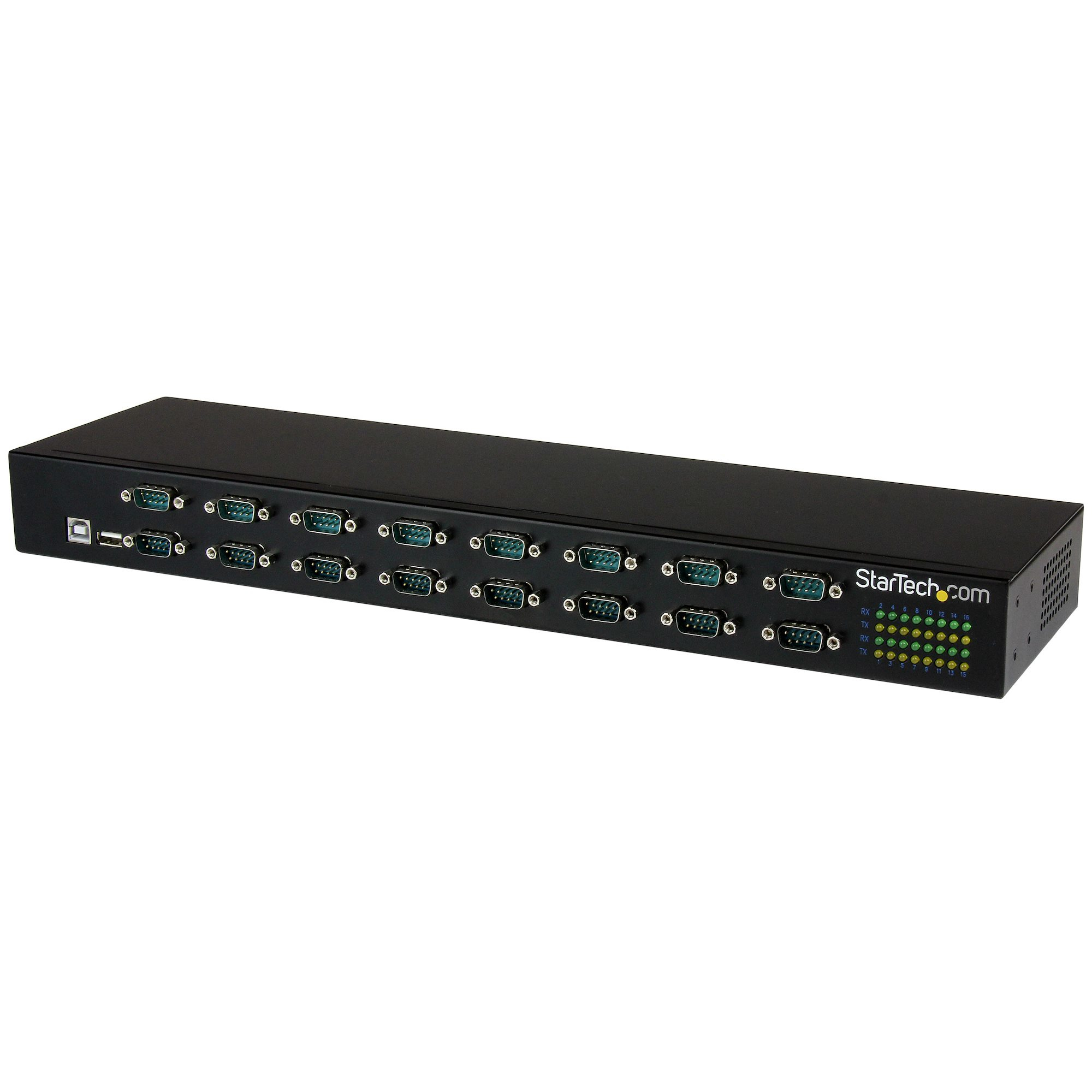StarTech.com USB to Serial Hub - 16 Port - COM Port Retention - Rack Mount and Daisy Chainable - FTDI USB to RS232 Hub (ICUSB23216FD) - Serial adapter - USB 2.0 - RS-232 x 16 - black