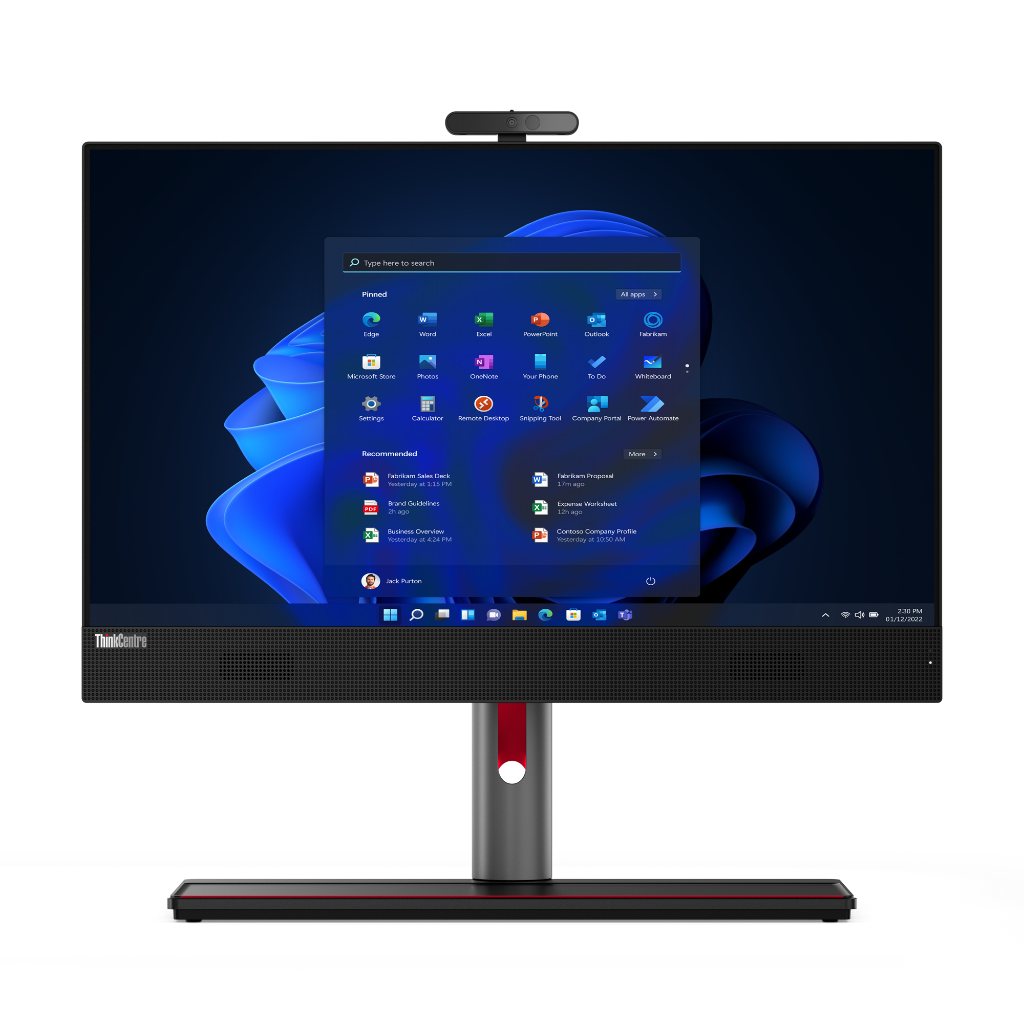 Lenovo ThinkCentre M90a Gen 3 Intel® Core™ i5 i5-12500 60.5 cm (23.8″) 1920 x 1080 pixels Touchscreen All-in-One PC 8 GB DDR4-SDRAM 256 GB SSD Windows 11 Pro Wi-Fi 6 (802.11ax) Black image 1