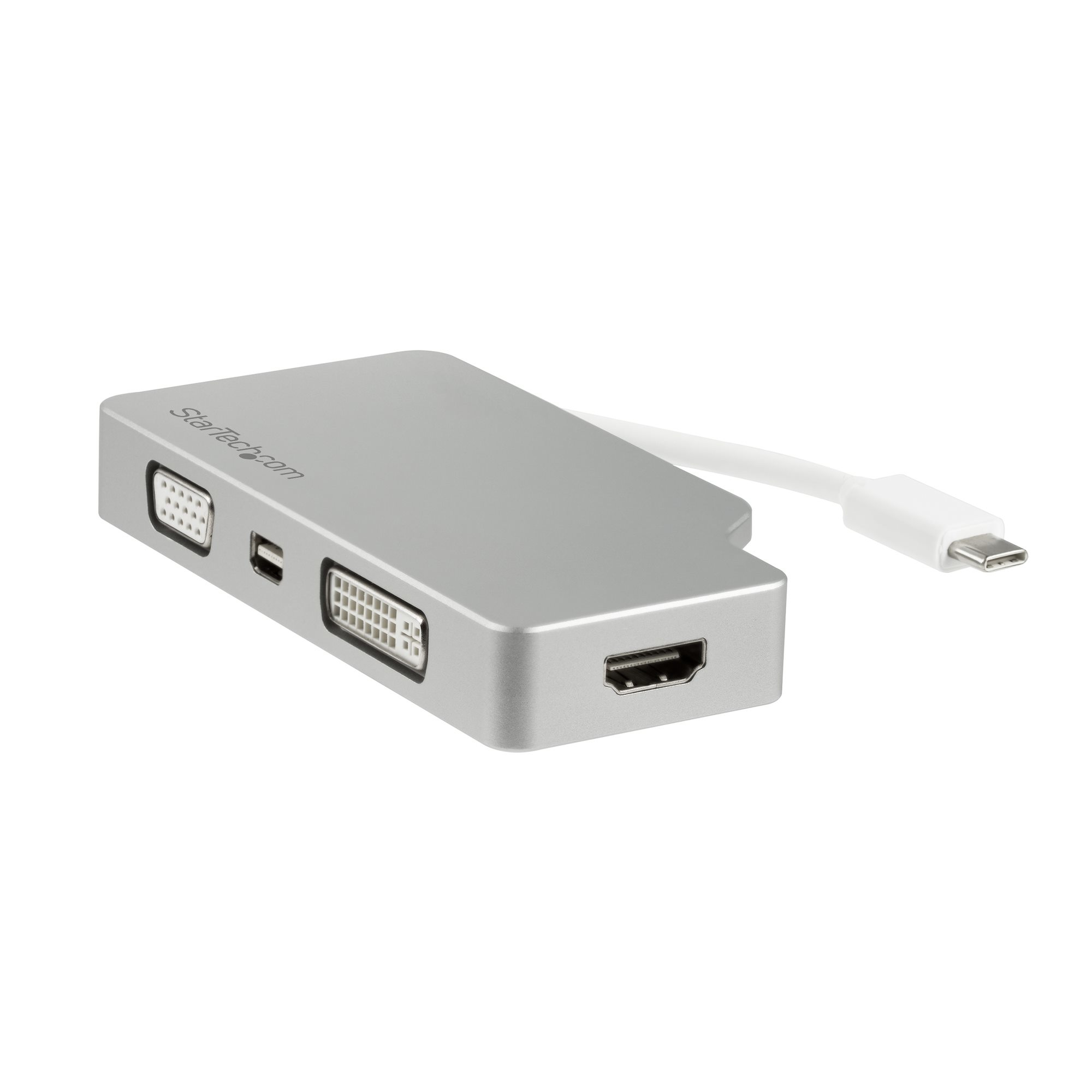 StarTech.com 4-i-1 USB-C-videoadapter med flera portar - aluminium - 4K 30Hz - silver