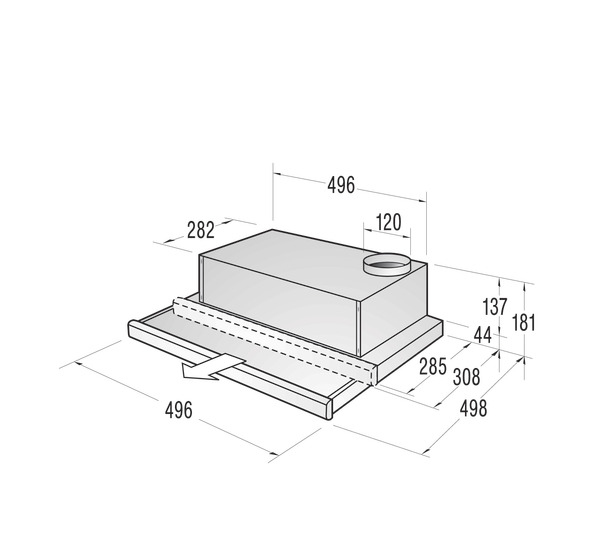 Gorenje DKF500MH cooker hood Semi built-in (pull out) Stainless steel 150 m³/h – image 2