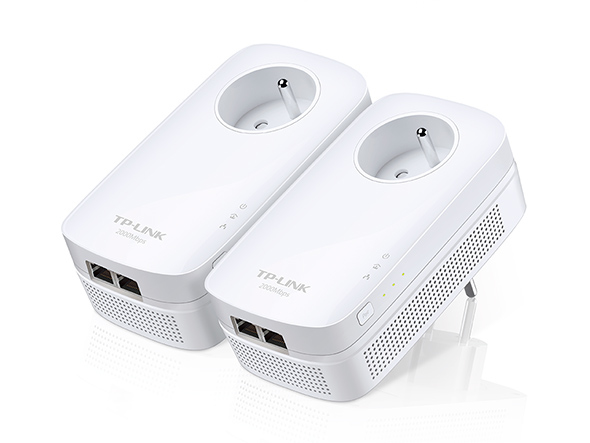 TP-LINK AV2000 2-Port Gigabit Passthrough Powerline Starter Kit 2000Mbps Po...