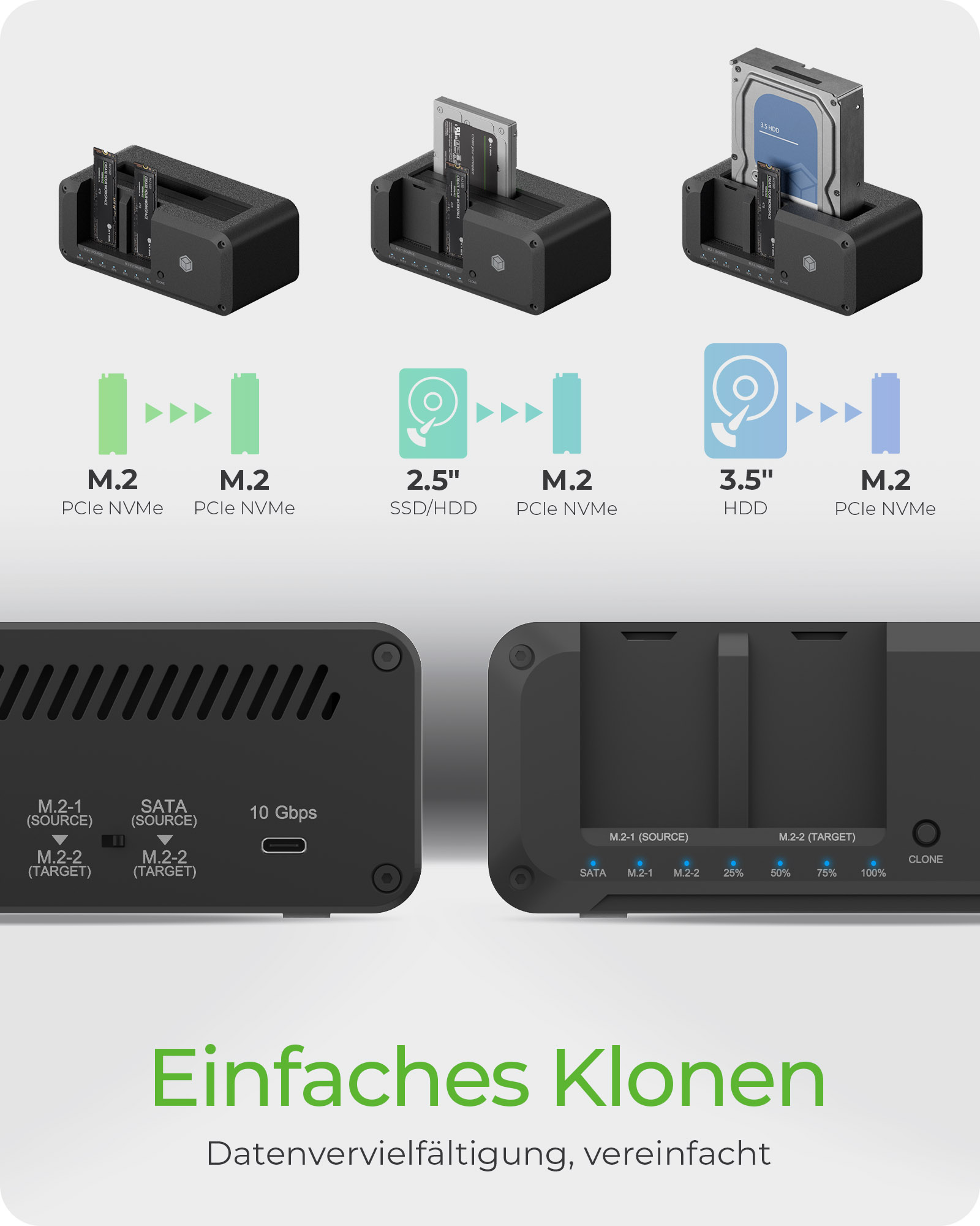 Docking- & Klonstation IcyBox SATA & M.2  USB3.2 Type retail Dockingstation