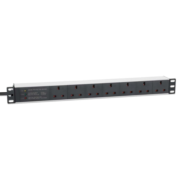 Intellinet 19" 1U PDU 7-way UK, Surge Protection, Rackmount, Power Distribution Unit, UK 3-pin outlets, 3m power cord, output – image 3