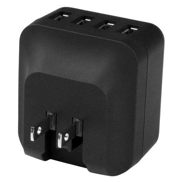 Resim StarTech.com USB4PACBK 4'lü USB Duvar Şarj Cihazı - 34W, 6.8A, Siyah