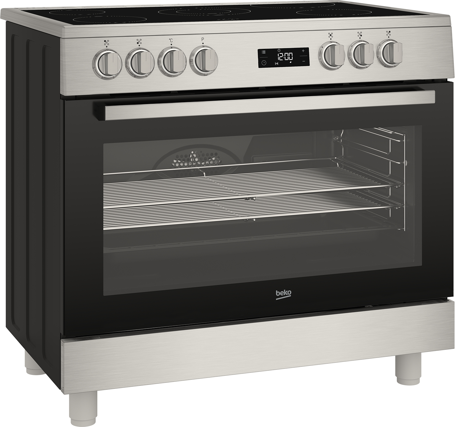Beko GM17300GXNS cooker Freestanding cooker Electric Ceramic hob Black, Stainless steel – image 2