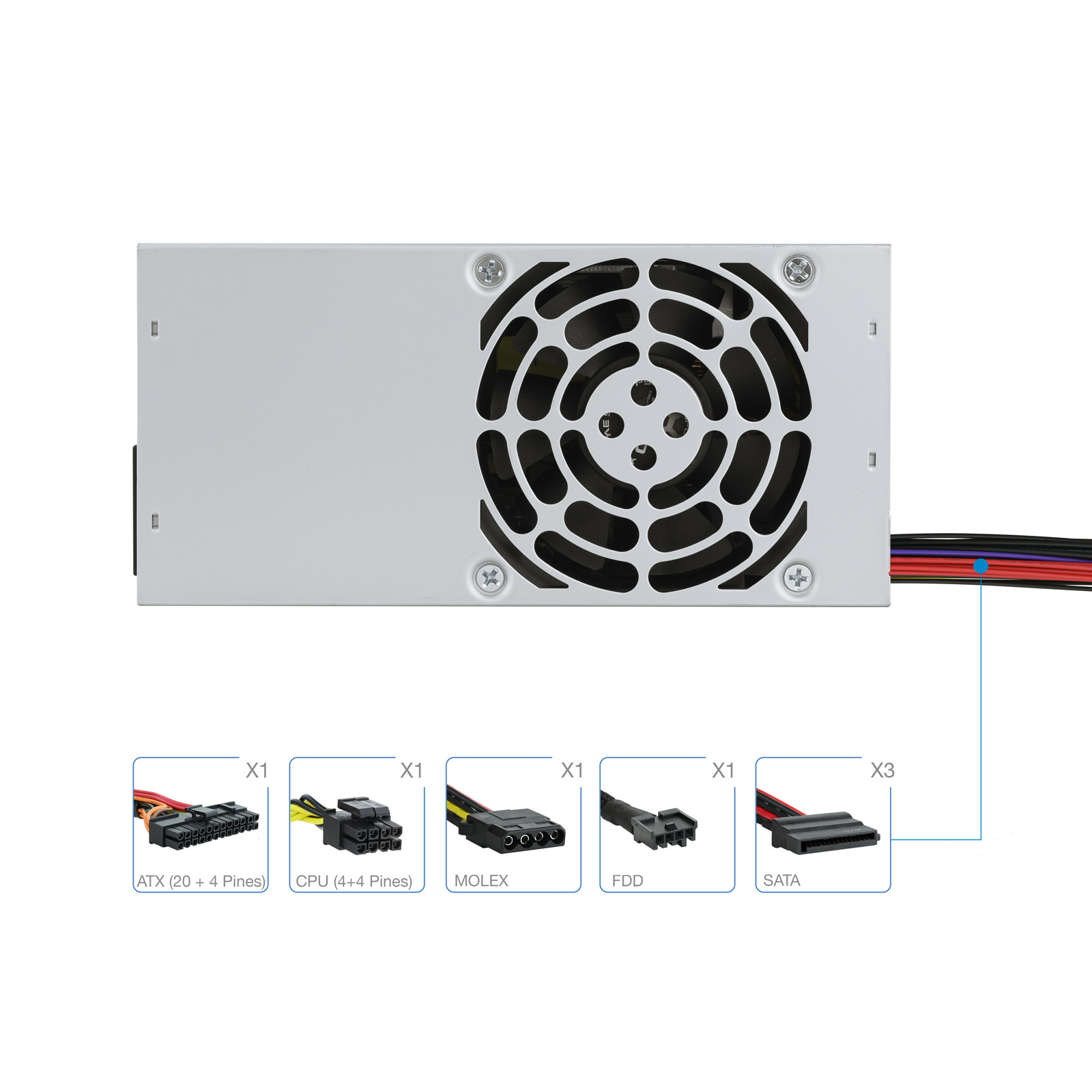 TooQ Ecopower II TFX OEM power supply unit 500 W 20+4 pin ATX Silver image 9