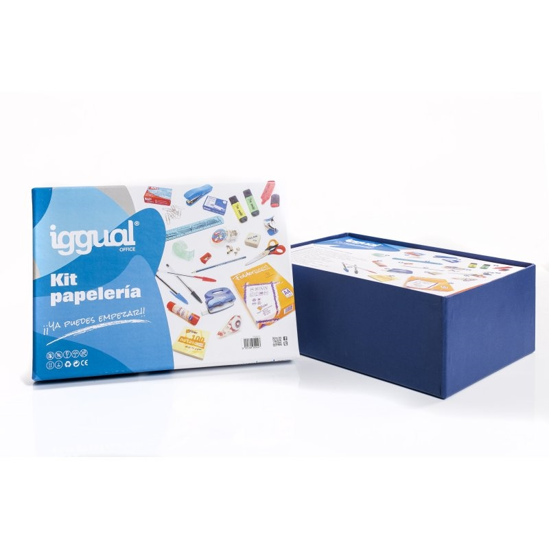 Resim PSIKITPAPER1 Sanat Seti - Mavi/Beyaz, 3 Keçeli Kalem, 1 Cetvel, Silgi, Makas, Kalemtıraş