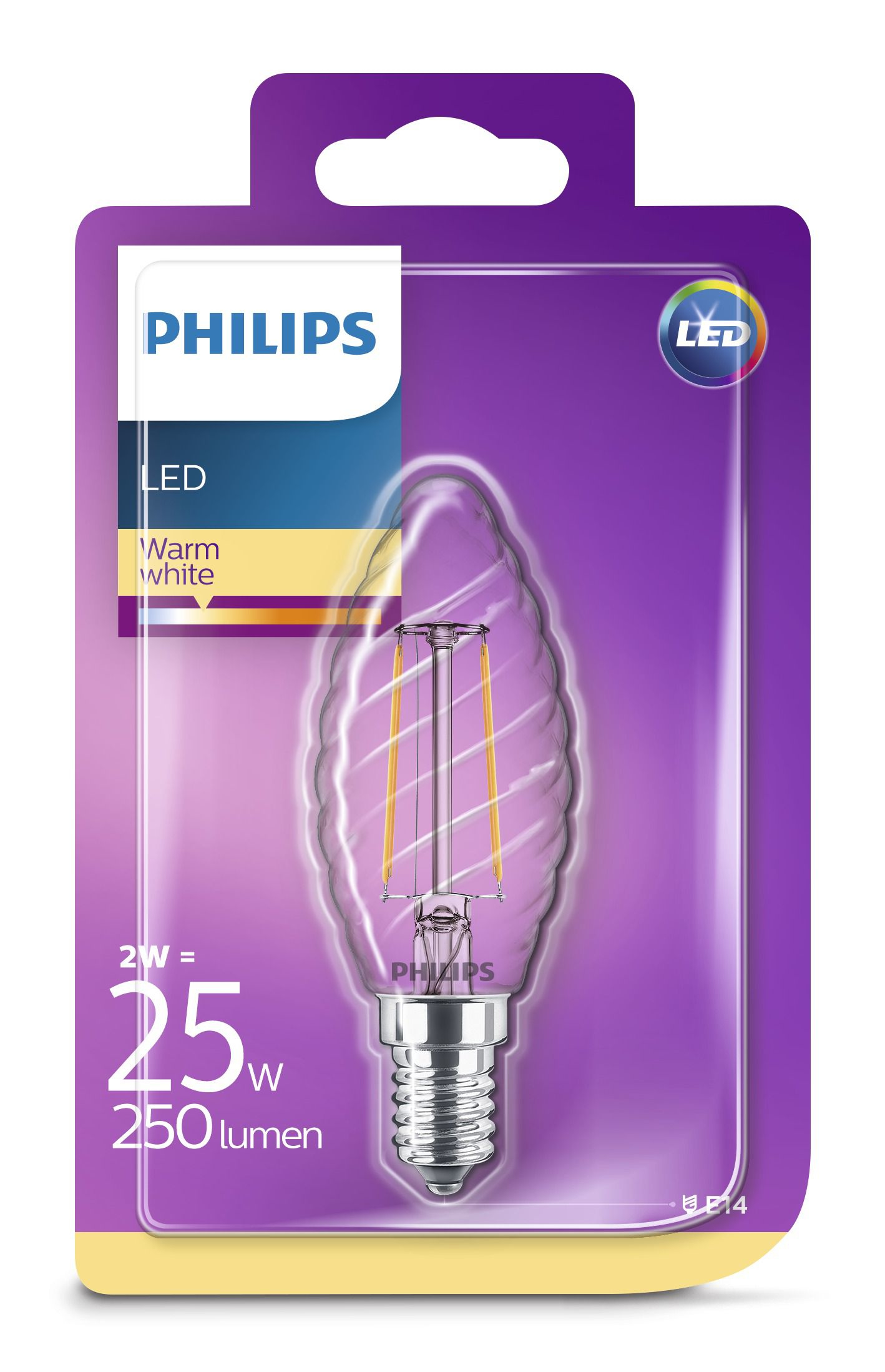 صورة Philips Candle & Lustre E14 2W أبيض دافئ 2700K 250lm 15000h