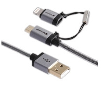 CABLE VERBATIM 2 EN 1 MICRO USB LIGHTNING TENSADO NEGRO 99217 - 99217