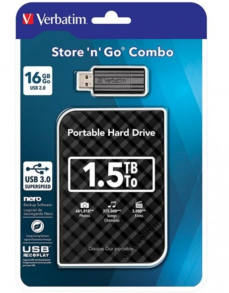 Verbatim Store-n-Go 1.5TB external hard drive 2.5″ USB Type-A 3.2 Gen 1 (3.1 Gen 1) Black image 2