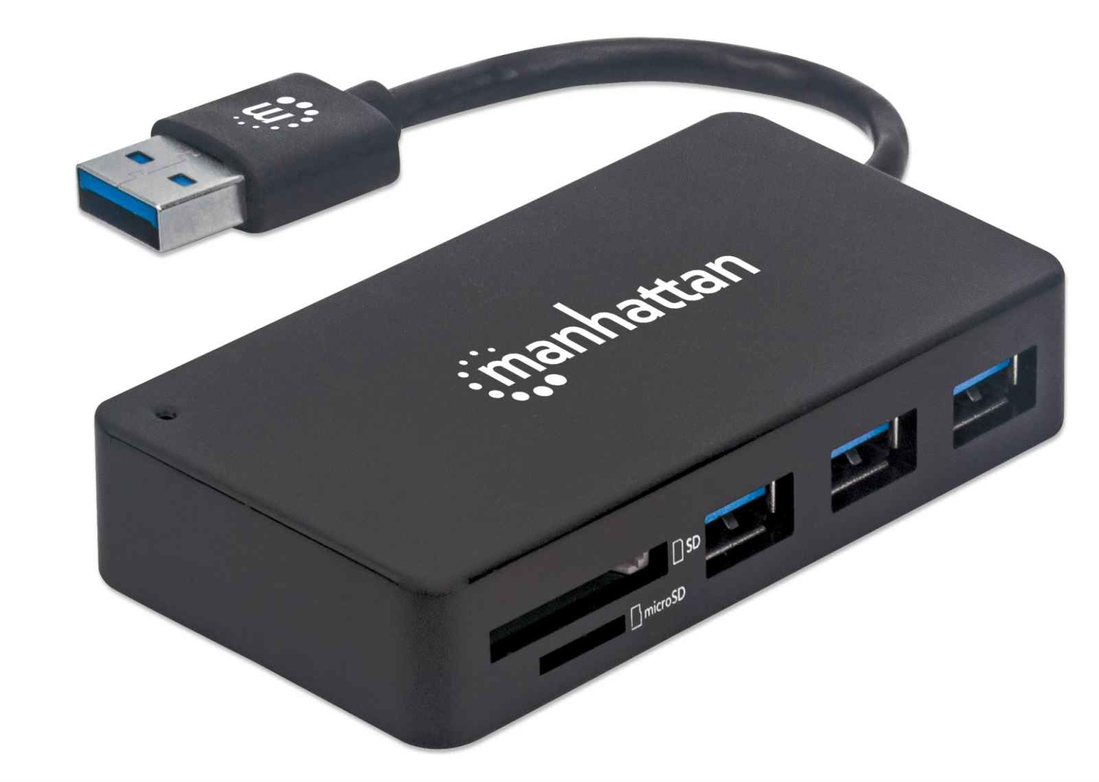 Manhattan USB-A 3-Port Hub with Card Reader, 3x USB-A ports, 5 Gbps (USB 3.2 Gen1 aka USB 3.0), SD, MicroSD, MMC and Memory Stick; Bus Power, SuperSpeed USB, Bl – image 6