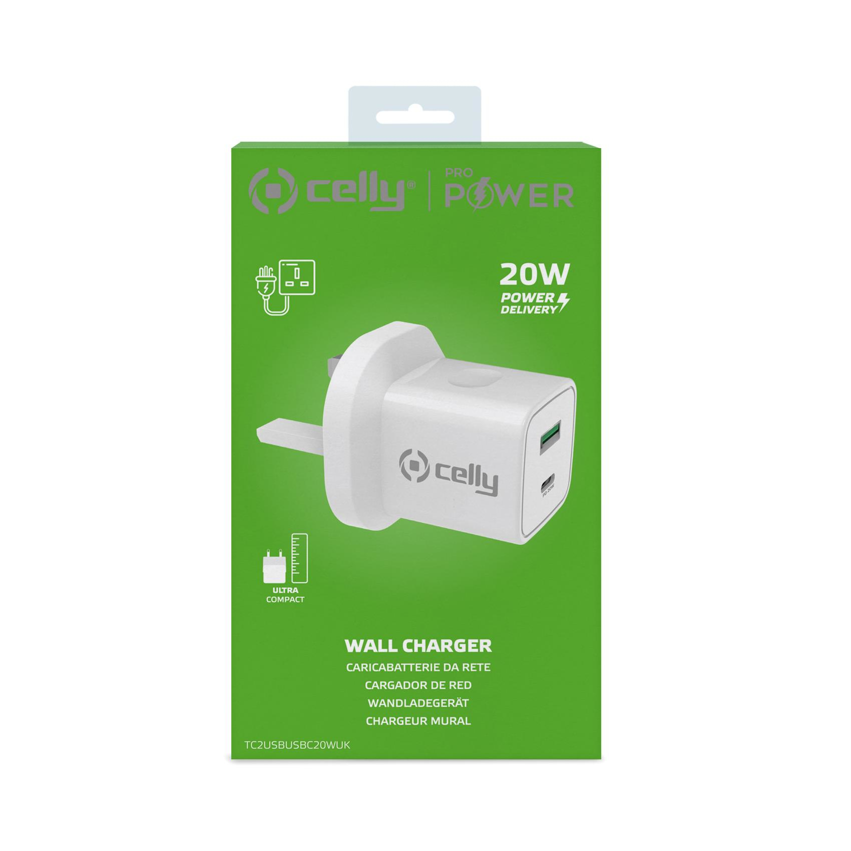 Celly TC2USBUSBC20WUK mobile device charger Smartphone, Smartwatch, Tablet White AC Indoor – image 5