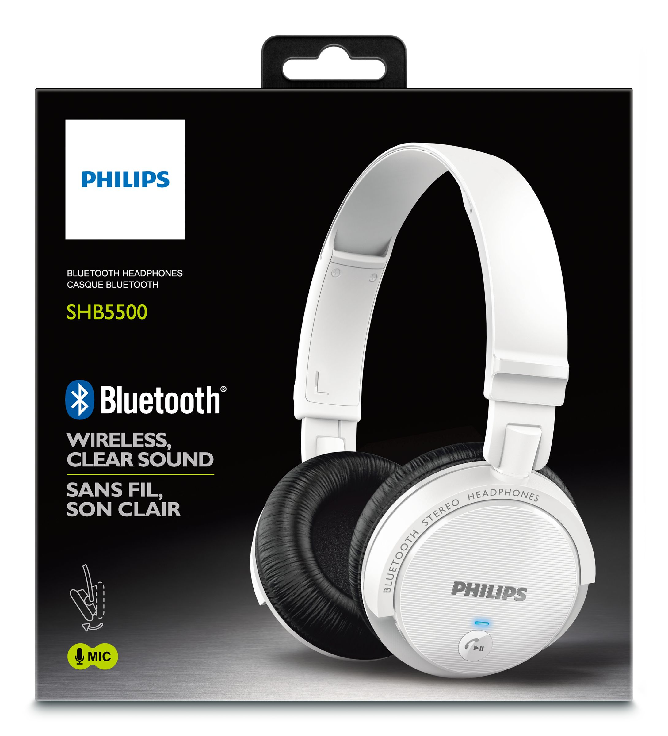 Philips SHB5500WT/27 headphones/headset Wireless Head-band Bluetooth Black, White – image 3