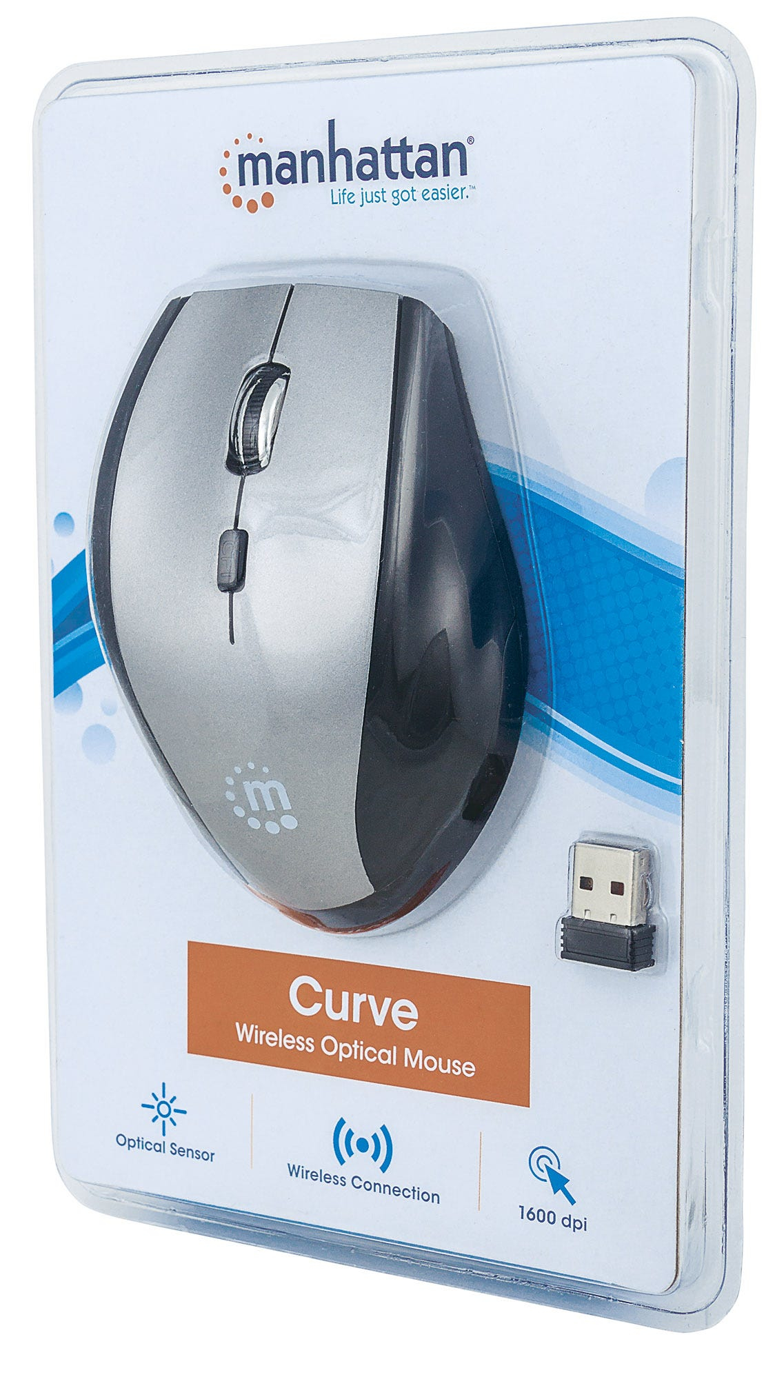 Manhattan Curve Wireless Mouse, Grey/Black, Adjustable DPI (800, 1200 or 1600dpi) – image 6