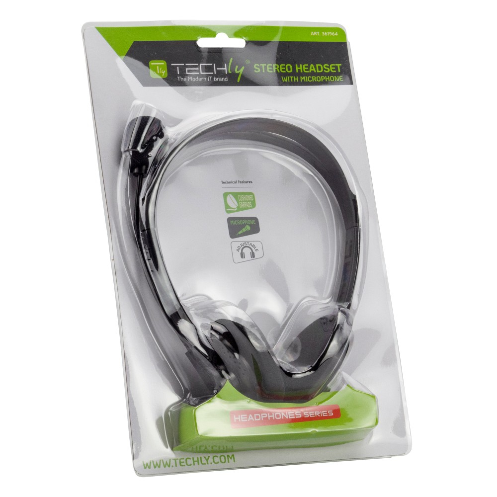 Techly SB-HP5TY headphones/headset Wired Head-band Office/Call center Black – image 2
