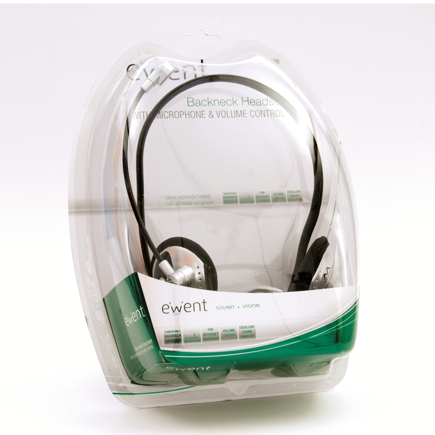 Ewent EW3566 headphones/headset Wired Neck-band Calls/Music Black, Silver – image 3