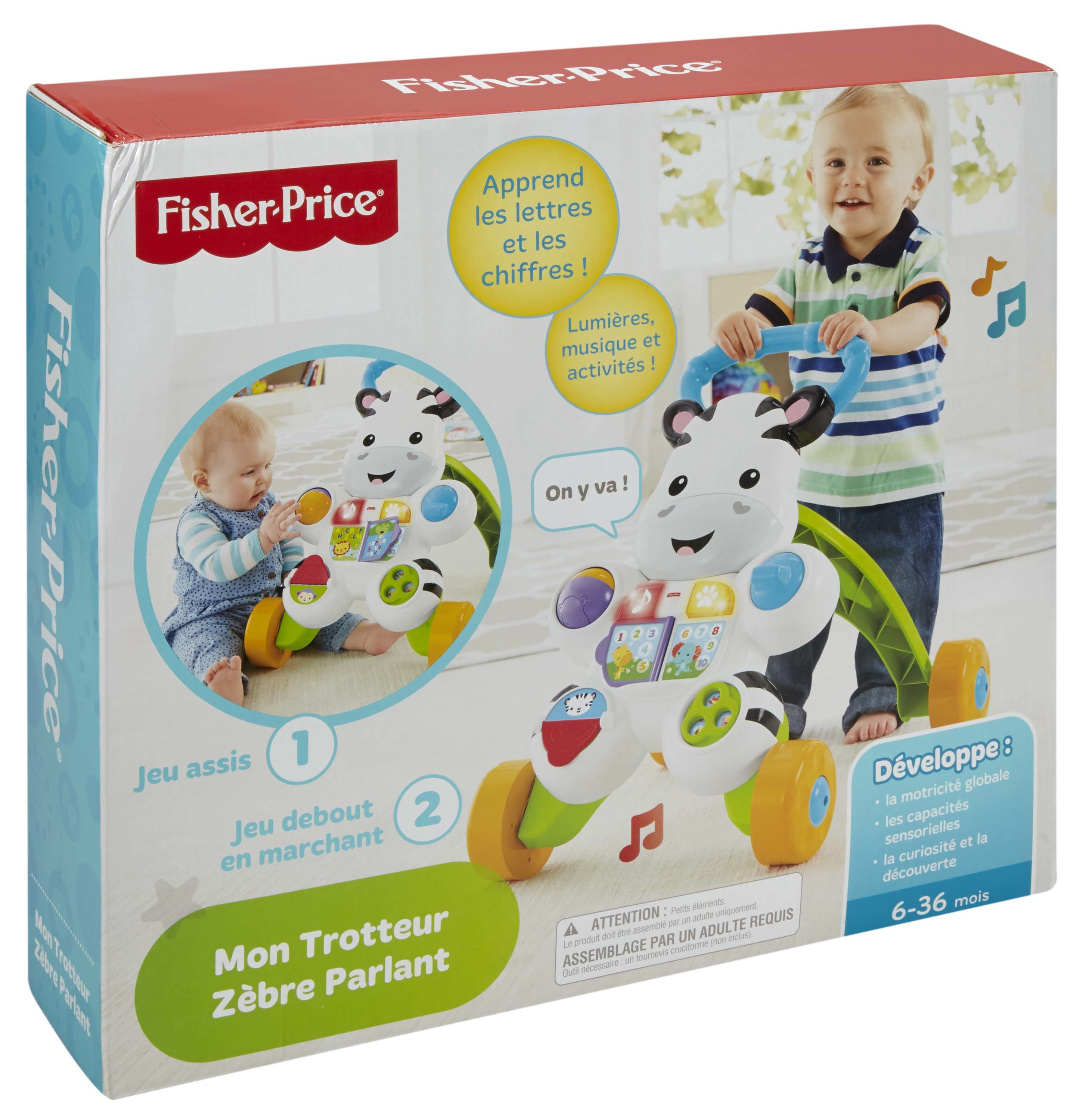 Fisher-price - mon trotteur zèbre parlant - trotteur bébé - 6 mois et +  multicolore Fisher Price