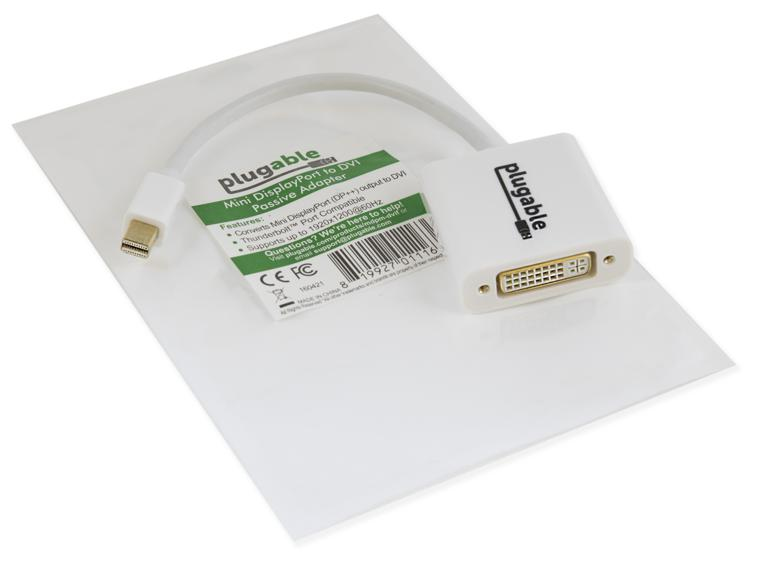 Resim Plugable Technologies MDPM-DVIF Mini DisplayPort - DVI-D Adaptör Kablosu Beyaz