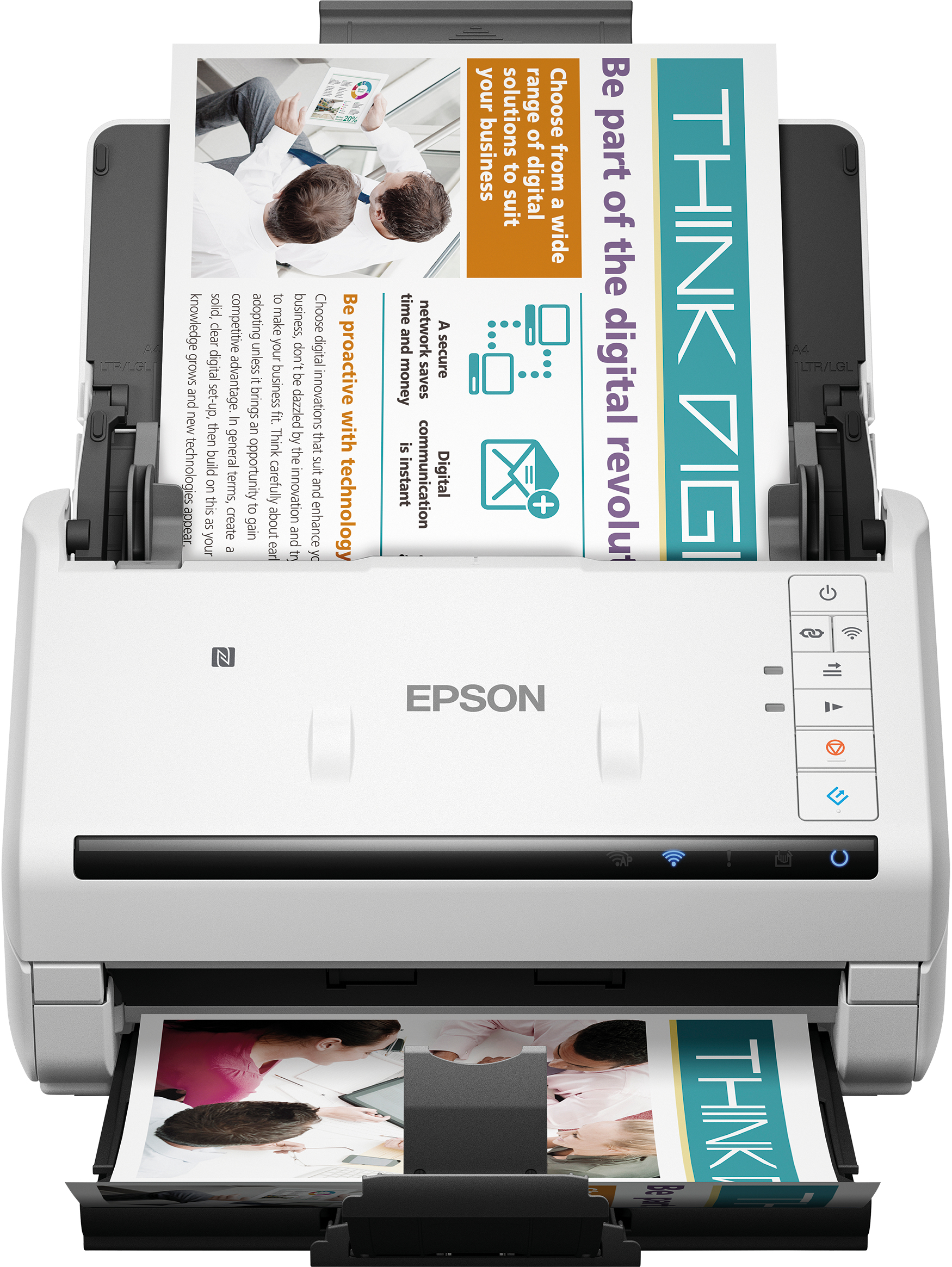 Epson WorkForce DS-570W - Document scanner - A4/Legal - 600 dpi x 600 dpi - up to 35 ppm (mono) / up to 35 ppm (colour) - ADF (50 sheets) - up to 4000 scans per day - USB 3.0, Wi-Fi