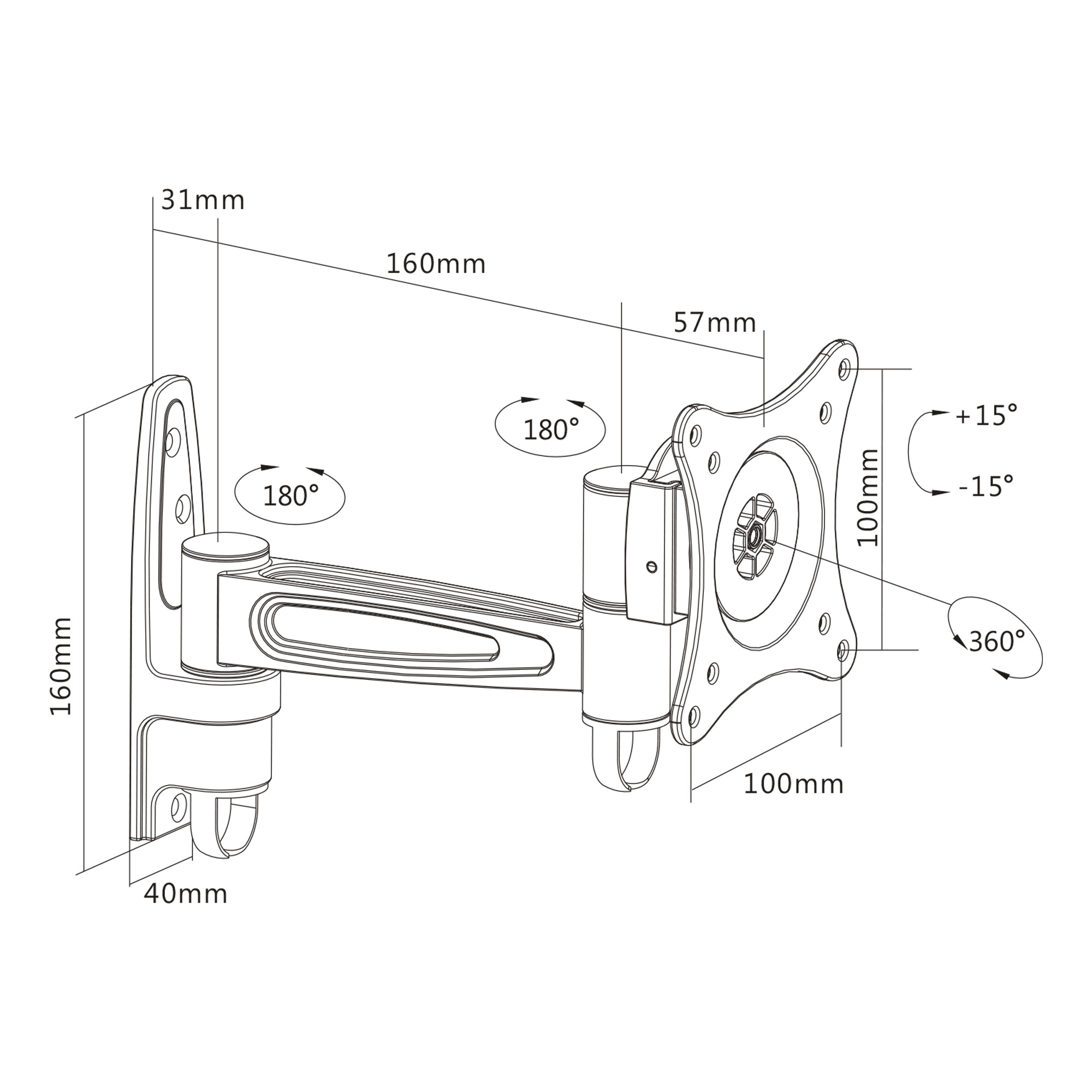 InLine wall mount, for monitors up to – image 3