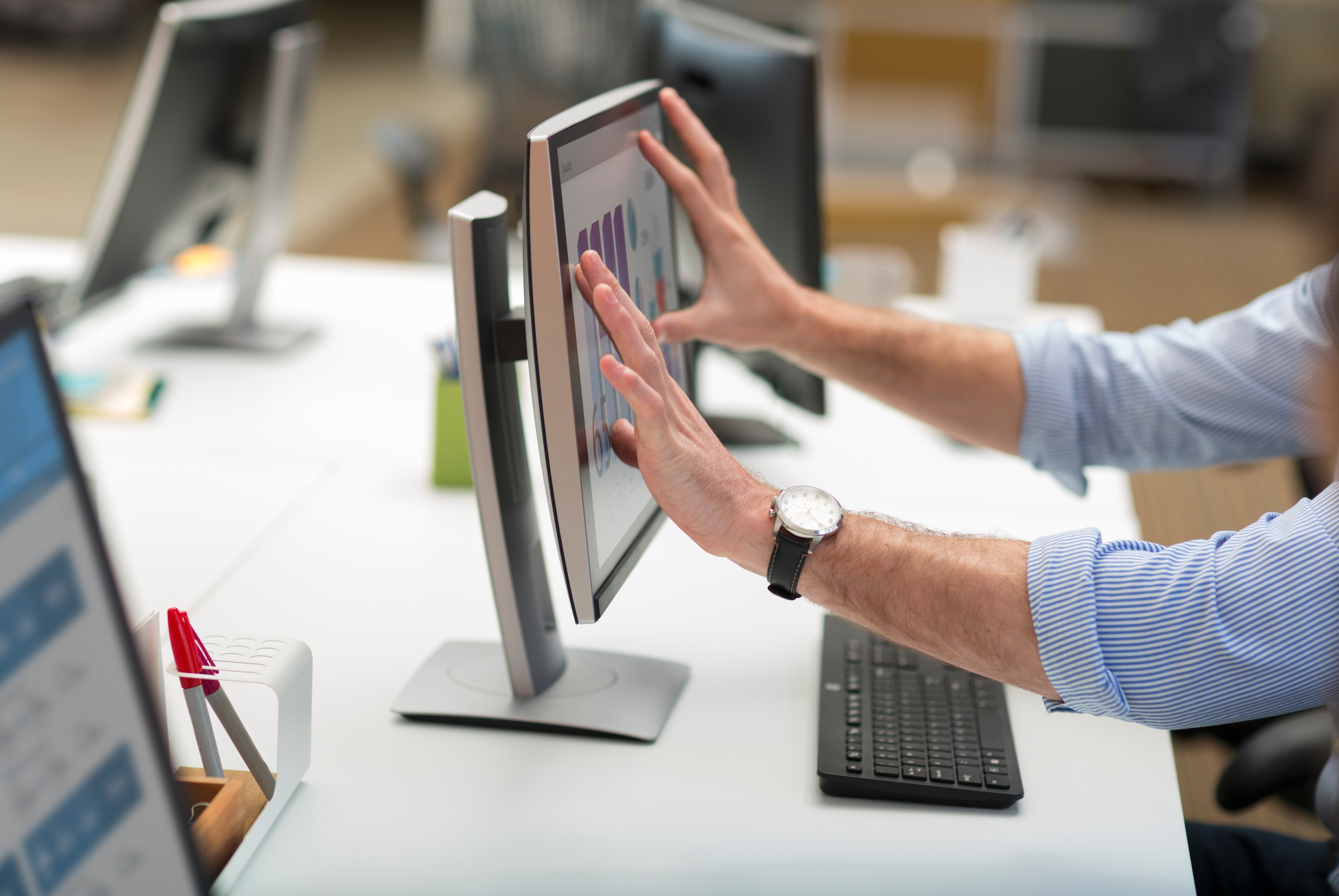 HP EliteDisplay E230t computer monitor 58.4 cm (23″) 1920 x 1080 pixels Full HD LED Touchscreen Table Black, Silver image 9