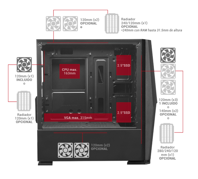 Mars Gaming MCONE PC Case MicroATX FRGB Fans Black – image 9