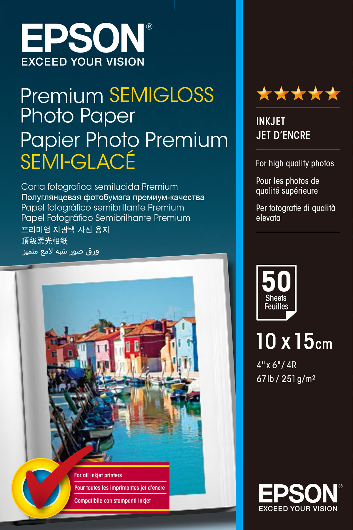 Epson Premium Semi-Gloss Photo Paper - 10x15cm - 50 ark