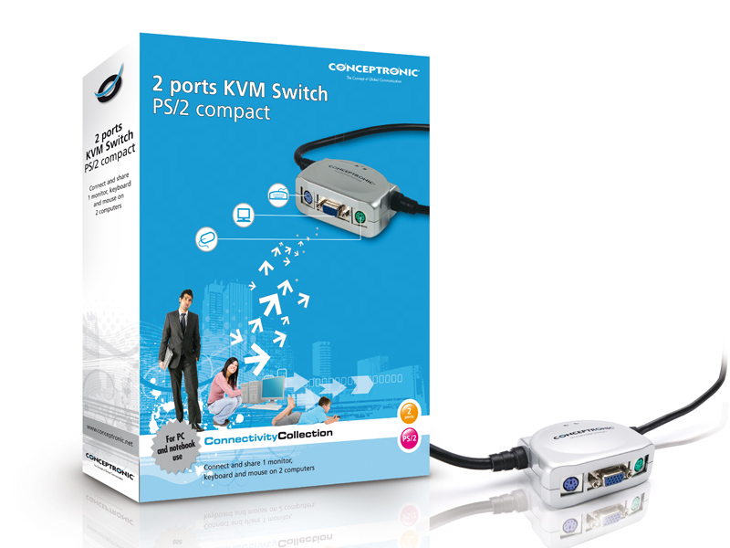 Conceptronic 2 ports compact KVM Switch – image 3