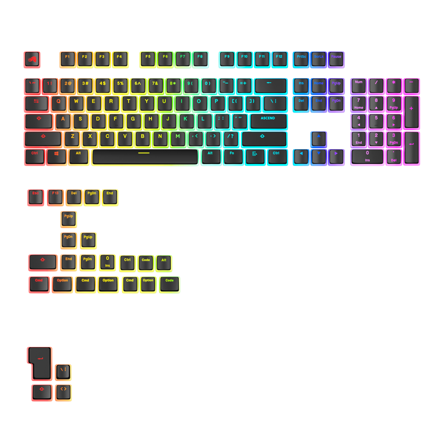 صورة أغطية مفاتيح Glorious Gaming GLO-KB-ACC-KC-GPBT-AURA-BLK-US PBT أسود